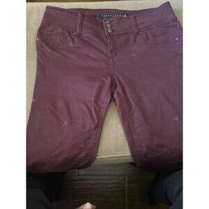 Tinseltown Denim Couture Women's Size 11 Burgundy Skinny Jean High Waisted